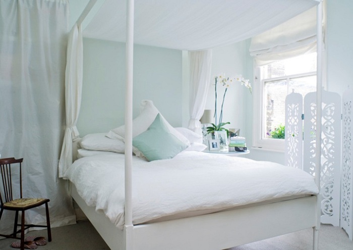 bedroom decorated soft colors