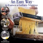 Fresh pasta being prepared with the Nuvantee 2-in-1 pasta maker in a beginner-friendly setup.