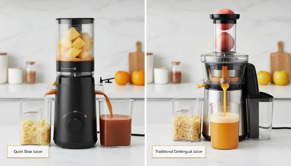 quiet slow juicers versus traditional centrifugal model