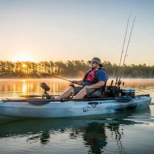 stable pontoon hull fishing kayak deck layout example