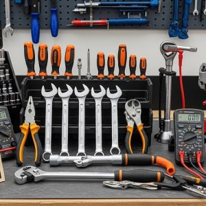 basic car repair tools for beginners organized in toolbox