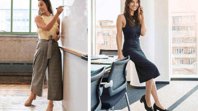 Stylish and comfortable office shoes for women paired with professional work attire.