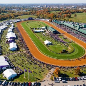 Aerial view of Keeneland Race Course during Breeders Cup World Championships 2026