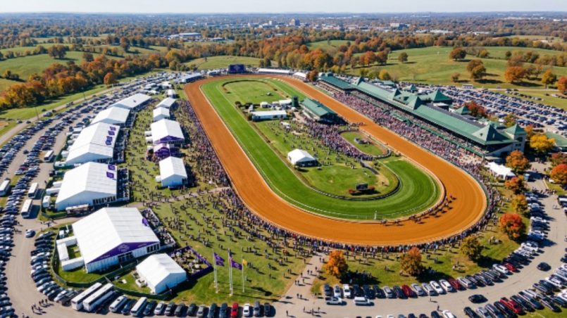Aerial view of Keeneland Race Course during Breeders Cup World Championships 2026