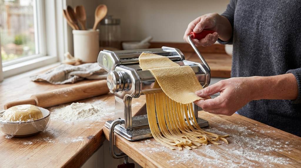 Homemade pasta sheets prepared with Va Bene pasta maker