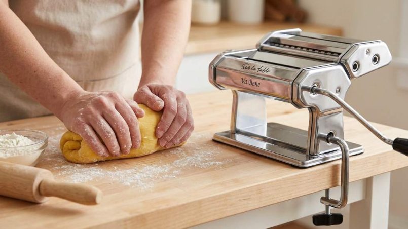 Sur La Table Va Bene manual pasta maker on kitchen counter