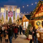 Festive holiday market booths at the Chi Omega Christmas Market 2026 in Dallas, Texas