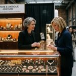 Elegant display of antique and estate jewelry at the New York City Jewelry and Watch Show 2026 at Metropolitan Pavilion, Chelsea