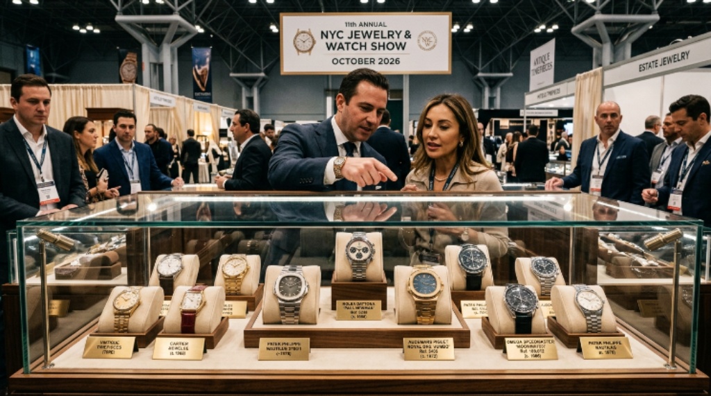 Luxury vintage watches on display at the 11th annual NYC Jewelry and Watch Show, October 2026
